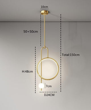 Modern Gold Ring Pendant Light Modern  Vintage Brass Accent Lighting