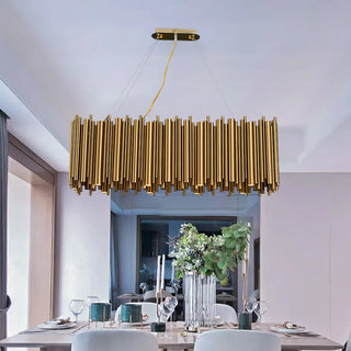 Gold Nest Oval Chandelier Modern  Sculptural Spiral LED Fixture