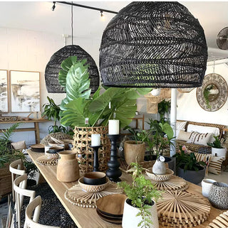 Handmade Rattan Pendant Light – Boho Woven Bamboo Hanging Lamp