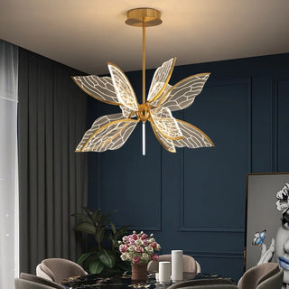 Butterfly Acrylic Chandelier Modern  Bohemian Rattan Woven Pendant