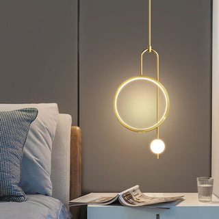 Modern Gold Ring Pendant Light Modern  Vintage Brass Accent Lighting