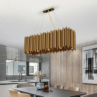 Gold Nest Oval Chandelier Modern  Sculptural Spiral LED Fixture