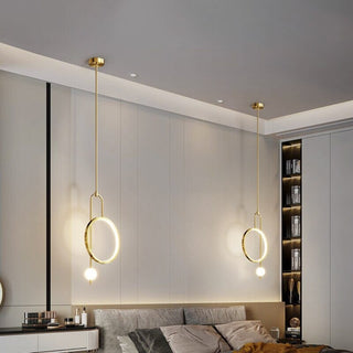 Modern Gold Ring Pendant Light Modern  Vintage Brass Accent Lighting