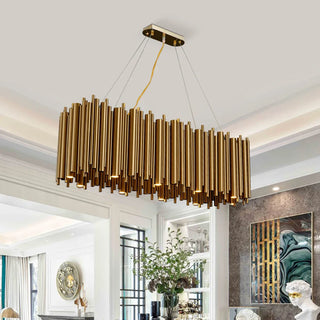 Gold Nest Oval Chandelier Modern  Sculptural Spiral LED Fixture
