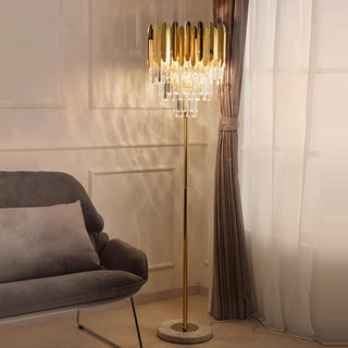 Ivy Crystal Floor & Table Lamp Modern  Opulent Multi-Tier Crystal Chandelier