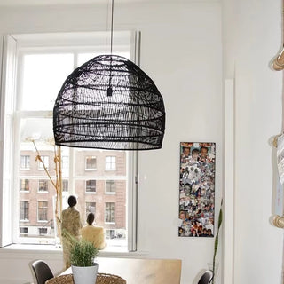 Handmade Rattan Pendant Light – Boho Woven Bamboo Hanging Lamp
