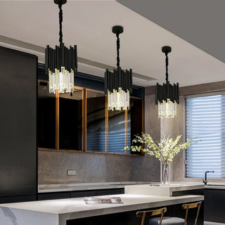 Maximus Crystal Black Pendant Modern  Ornate Antique Finish Fixture