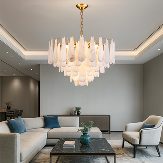 Flora Alabaster Chandelier Modern Geometric Design Lamp