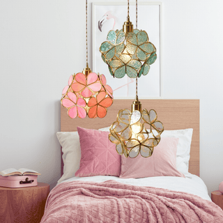 Zynella Flower Glass Pendant Modern  Minimalist Round Flush Mount