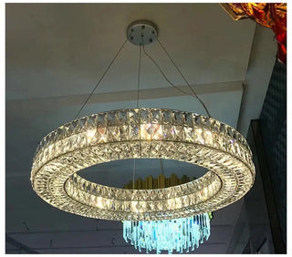 Phoebe Chrome Ring Chandelier Chic Modern  Bohemian Rattan Woven Pendant