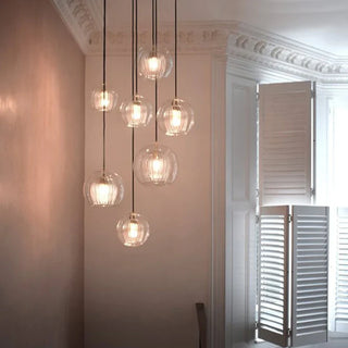 Mizan Glass Pendant Modern  Bohemian Rattan Woven Pendant