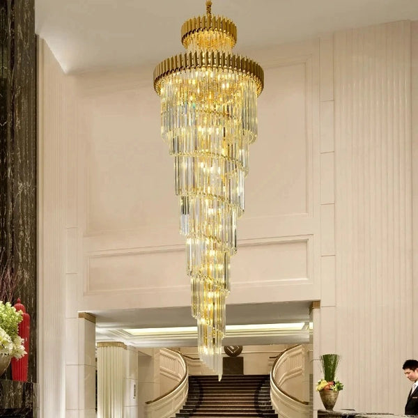 LED crystal chandelier black and gold finish