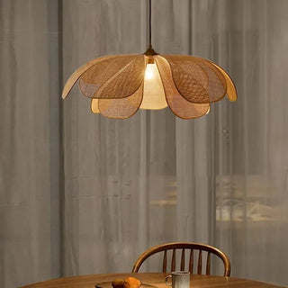Leafora Rattan Pendant Lamp Modern  Vintage Brass Accent Lighting