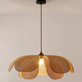 Leafora Rattan Pendant Lamp Modern  Vintage Brass Accent Lighting