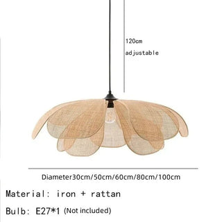 Leafora Rattan Pendant Lamp Modern  Vintage Brass Accent Lighting