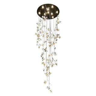 Lily Crystal Flower Chandelier Modern  Bohemian Rattan Woven Pendant