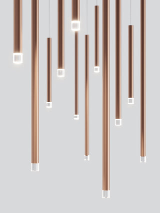 Dorset Staircase Tube Chandelier Modern  Bohemian Rattan Woven Pendant