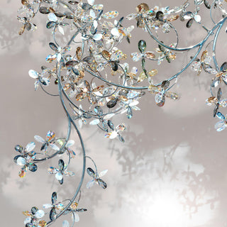 Lily Crystal Flower Chandelier Modern  Bohemian Rattan Woven Pendant