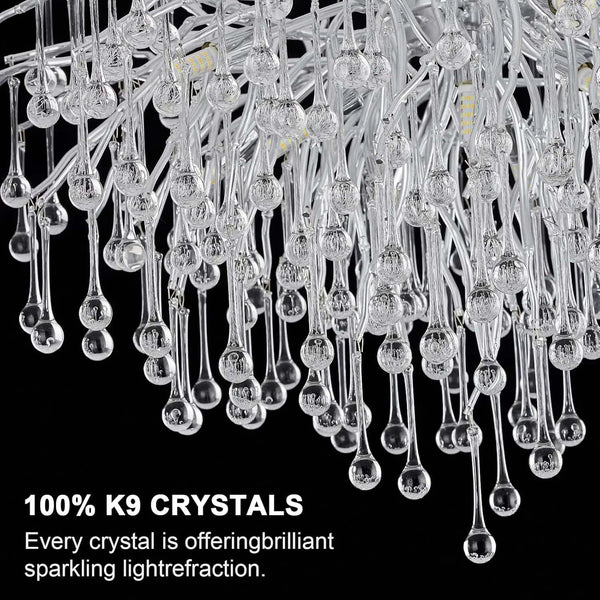 Luxury LED Crystal Raindrop Pendant – Modern Interior Light