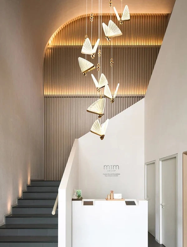 Minimal hanging lamp with butterfly design