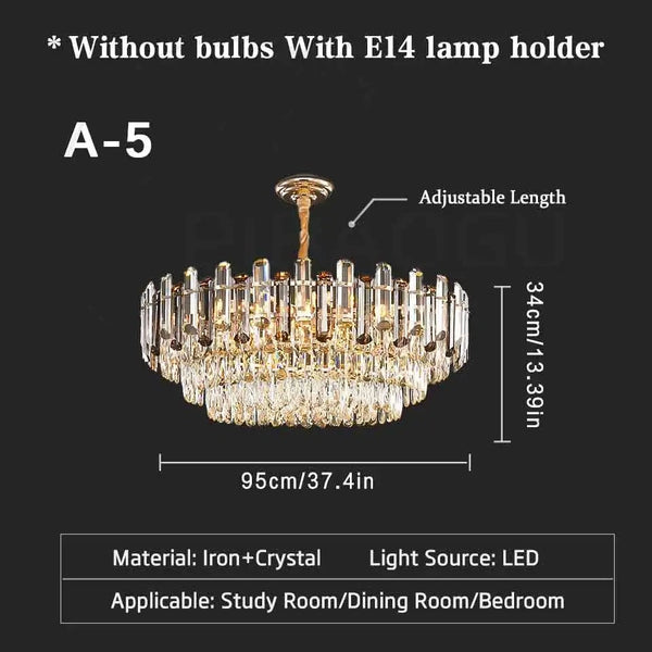 Modern crystal chandelier angle view
