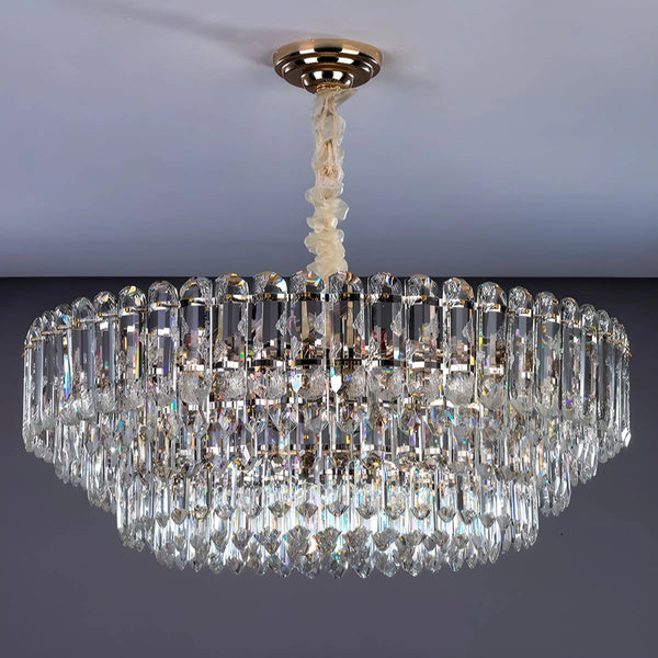 Modern crystal pendant light interior view