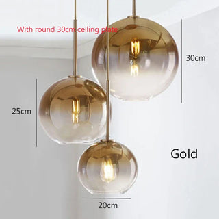 Zynella Gradient Glass Ball Modern  Vintage Brass Accent Lighting