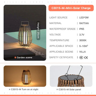 Lina Rattan Lantern Modern  Ornate Antique Finish Fixture