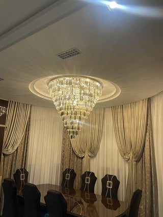 Porto XL Crystal Chandelier Opulent Modern  Classic Drum Shade Ceiling Light