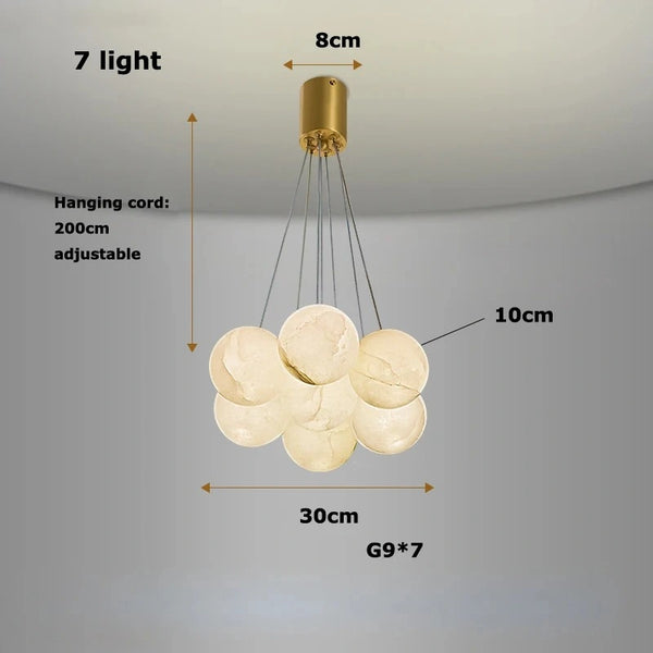 Round marble LED ceiling light installed