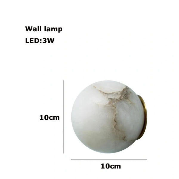 Round marble LED hanging lamp