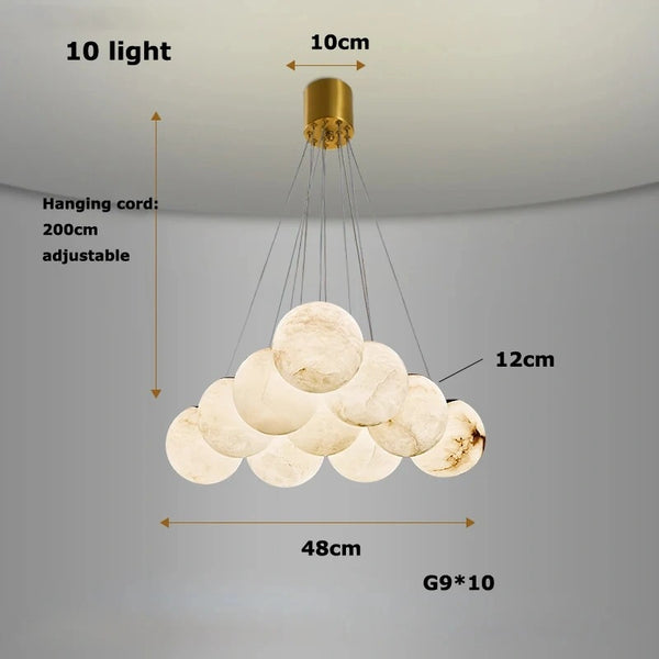 Round marble LED pendant modern design