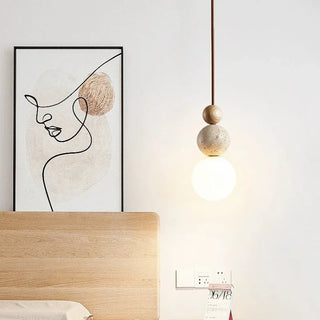Wabi-Sabi Stone Pendant Lamp Refined Modern  Classic Drum Shade Ceiling Light