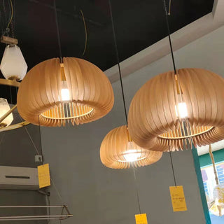 Pumpkin Pendant Chic Modern  Scandinavian Wooden Accent Light