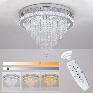 Ava Crystal LED Chandelier Modern  Scandinavian Wooden Accent Light