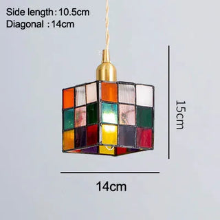 Rubik Cube Glass Pendant Modern  Luxury Gold Frame Light Fitting