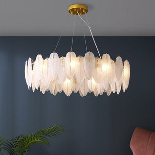Feather Chandelier Modern  Opulent Multi-Tier Crystal Chandelier