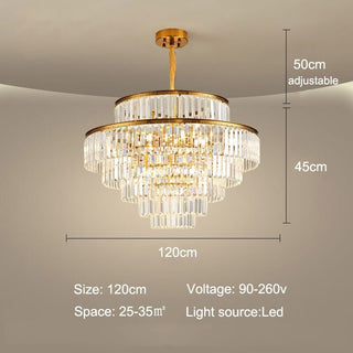 Mina Crystal Chandelier Modern  Sleek Linear Suspension Light