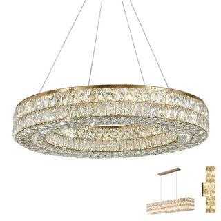Zynella Golden Ring Collection Modern  Bohemian Rattan Woven Pendant