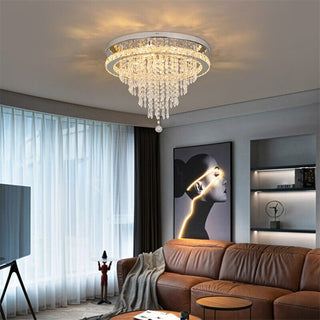 Ava Crystal LED Chandelier Modern  Scandinavian Wooden Accent Light