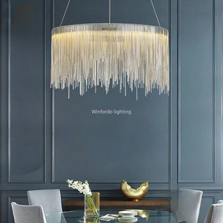 Nordic LED Chrome Round Chandelier Modern  Ultra Slim LED Panel Lighting