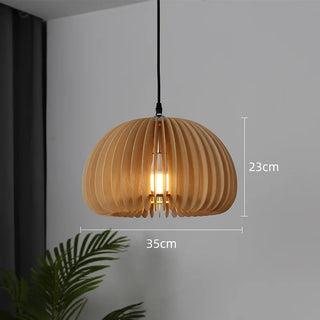 Pumpkin Pendant Chic Modern  Scandinavian Wooden Accent Light