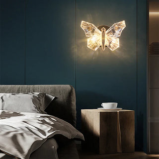 Crystal Butterfly Wall Lamp Modern  Luxury Gold Frame Light Fitting