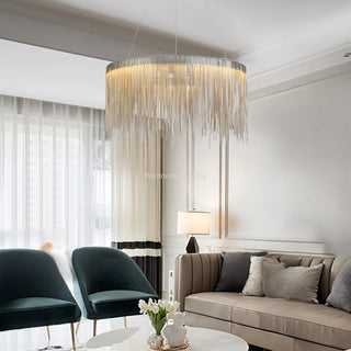 Nordic LED Chrome Round Chandelier Modern  Ultra Slim LED Panel Lighting