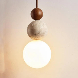 Wabi-Sabi Stone Pendant Lamp Refined Modern  Classic Drum Shade Ceiling Light