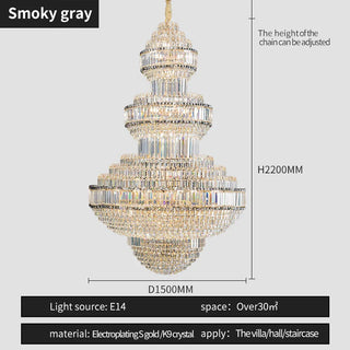 Zynella Royal Crystal Chandelier Refined Modern  Ultra Slim LED Panel Lighting