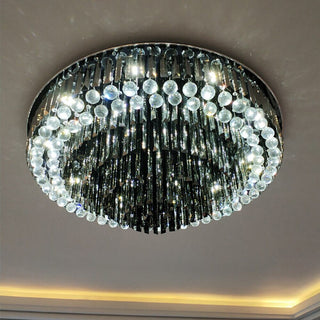 Meridian Black Crystal Chandelier Modern  Ornate Antique Finish Fixture