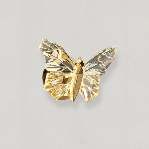 Crystal Butterfly Wall Lamp Modern  Luxury Gold Frame Light Fitting - Zynella