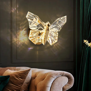 Crystal Butterfly Wall Lamp Modern  Luxury Gold Frame Light Fitting