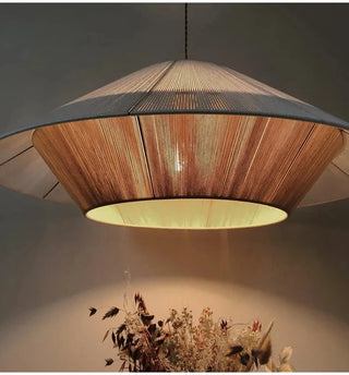 Selina Rattan Wabi Sabi Pendant Lights Premium Modern  Sculptural Spiral LED Fixture